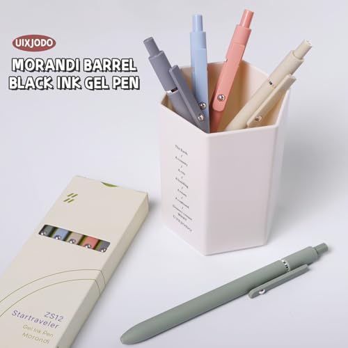 UIXJODO Gel Pens, 10Pcs 0.5mm Black Ink Pens Fine Point Smooth Writing Pens, High-End Series Retractable Pens for Journaling Note Taking, Cute Office School Supplies Gifts for Women (10 Pcs Morandi) - Image 6