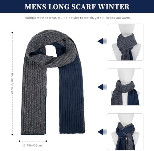 Winter Beanie Hats Long Neck Scarf for Men and Touchscreen Gloves 3PCS Set - Image 5