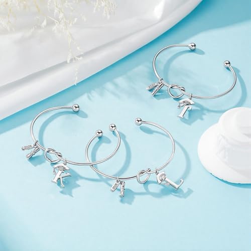 Turandoss Graduation Gifts for Women 2026 - 14K White Gold Plated Initial Knot Cuff Bangle, Dainty Grad Cap Diploma Bracelet, Class of 2026 Graduation Jewelry Gift for Her College High School Graduate - Image 6