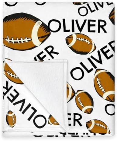 Personalized Baby Blankets for Girls Boys, Custom Baby Blanket with Name Swaddle Toddler Fleece Blanket Personalized Gift Football Black Text - Image 5