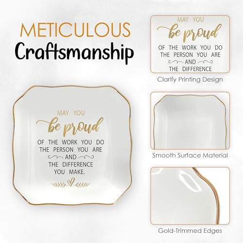 OASSIE Thank You Gifts for Women - Be Proud 4"x4" Ceramic Jewelry Dish Tray - Image 4