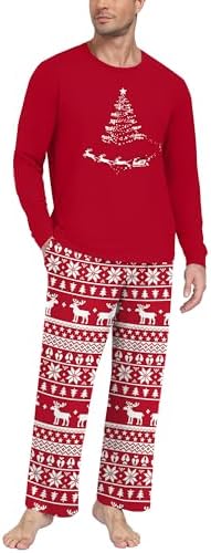 PrinStory Men's Pajama Sets Loungewear Sleepwear Pjs Lightweight Long Sleeve Shirts & Bottoms Soft Comfy Sleep Sets S-2XL by PrinStory