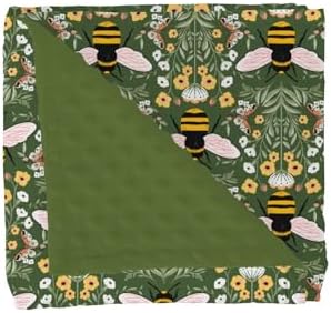 Bee Honey Garden Baby Blankets for Girl Boy Boho Floral Bees Honey Butterflies Soft Mink Dotted Backing Double Layer Swaddle Blanket Spring Summer Bed Throws for Newborn Infant Toddler Nursery 30x40 by GrowhappyGrowhealthy