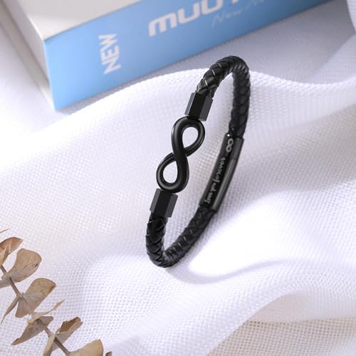 Leather Bracelet Gifts for Men, To My Son Bracelet Fathers Day Bracelet Gifts Dad Grandpa Love You Forever Engraved Birthday Valentines Graduation Gift Infinity Knot Jewelry - Image 5