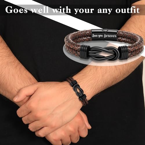 Btysun Gifts for Men, Gifts for Boyfriend Leather Bracelets for Men Stocking Stuffers for Him 2026 I Love You Gift Infinity Cuff Bracelets Birthday Christmas Jewelry for Son Grandson Dad Husband - Image 4