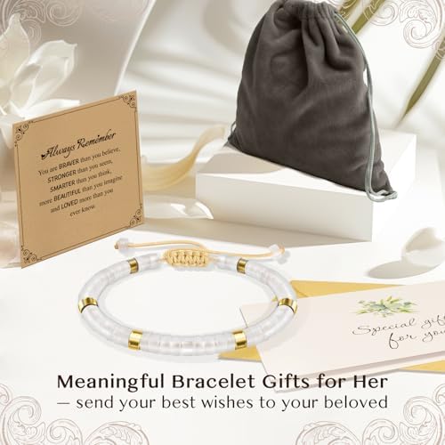 Inspirational Christmas Bracelet Gifts for Women: Healing Natural Stone Bracelet - Thinking of You Get Well Soon Birthday Gifts for Friend Sister Bestie BFF - Image 5