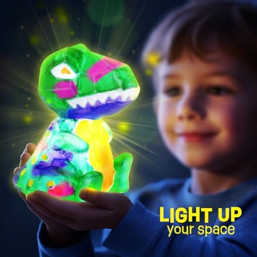Paint Your Own Dinosaur Lamp Kit, Crafts for Kids Ages 6-12, Gifts for Boys - Image 5