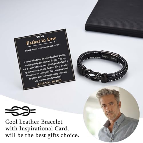 Love You Forever Infinity Leather Bracelet Gifts for Men Him Teen Boys - Image 3