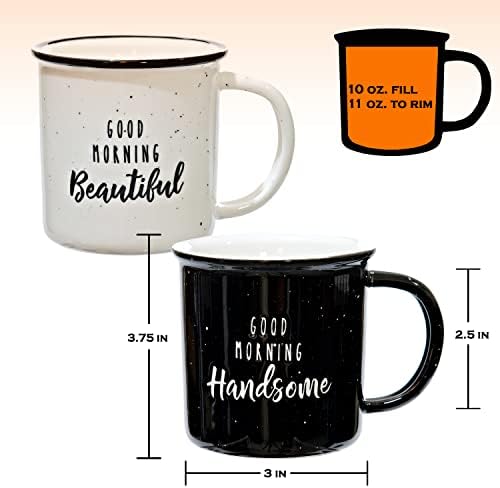 Good Morning Beautiful Handsome Coffee Mug Set of 2, 11 Ounce Couple Mug - Image 2