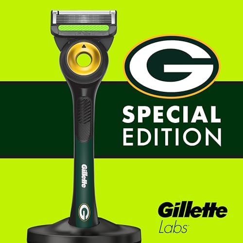 Gillette Labs Special NFL Packers Edition Shaving Razor for Men - 1 Handle, 1 Razor Blade Refill, Perfect for Game Day Grooming, GilletteLabs with Exfoliating Bar - Image 7