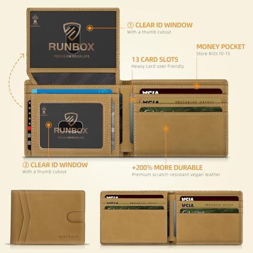 RUNBOX Wallet for Men -Slim Rfid Leather Mens Bifold Novelty Wallets 2 ID Window With Gift Box Men's Accessories - Image 3