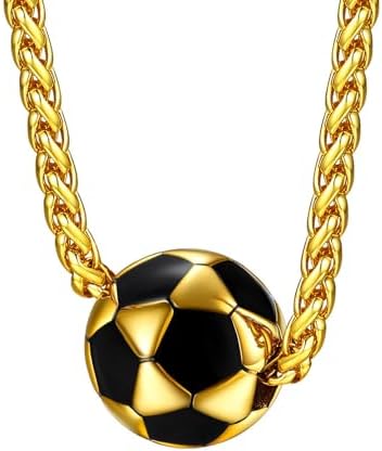 FaithHeart Sports Necklace for Men Women, Stainless Steel Gold Plated 3D Football/Soccer/Basketball/Volleyball Pendant Jewelry with Delicate Gift Packaging by FaithHeart