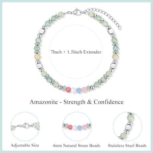 Gifts for Women Moonstone Bracelet, Amazonite Imperial Jasper Bracelets - Image 4