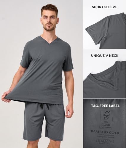 BAMBOO COOL Mens Pajama Set Lightweight Sleepwear Pjs - Image 4