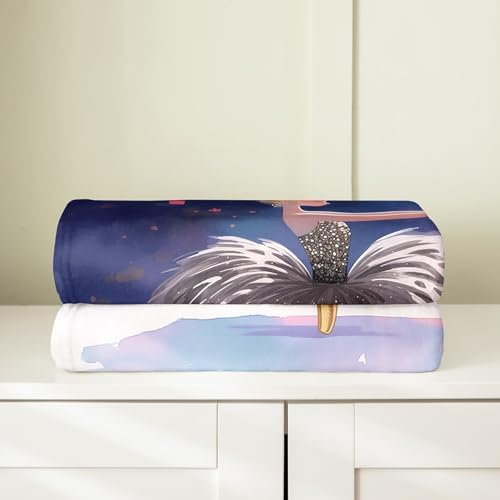 Erosebridal Ballet Flannel Blanket Twin 60x80 Inch Dancers Fleece Blanket Bird Girly Ballet Shoes Fuzzy Plush Throw Aesthetic Fashion Watercolor Living Room Decor - Image 4
