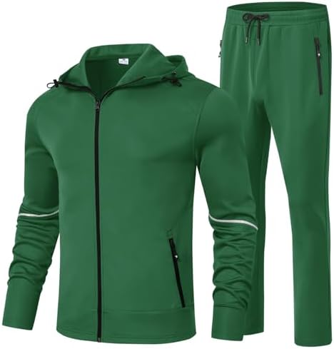 BGOWATU Men's Tracksuits Set Full Zip Jacket Hoodie Sweatsuit Running Sport Pants Outfits for Men with Zipper Pockets by BGOWATU
