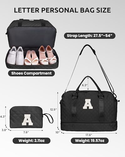 Unique Women Gift-Duffle Bag with Shoe Compartment, Weekender Bags - Image 2