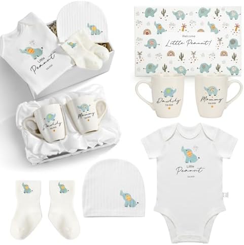 AW BRIDAL New Parents Gifts for Couples, Elephant Baby Gift Baskets Shower by AWBRIDAL