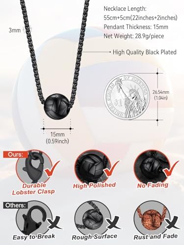FaithHeart Sports Necklace for Men Women, Stainless Steel Gold Plated 3D Football/Soccer/Basketball/Volleyball Pendant Jewelry with Delicate Gift Packaging - Image 6