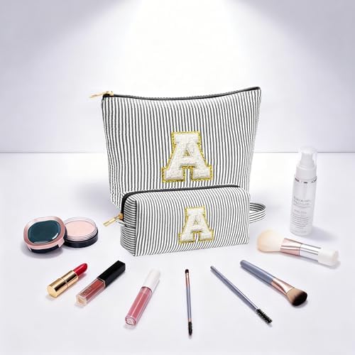 Travel Essentials - Portable Travel Toiletry Bag for Women, Initial Makeup Kit Organizer Make up Cosmetic Bag Set, Black L - Image 6