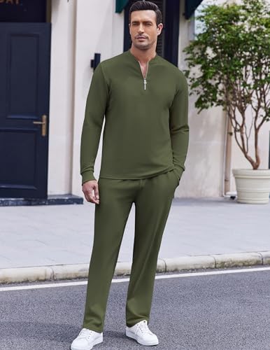COOFANDY Men's 2 Piece Tracksuit Set Polo Athletic Sweatsuit Quarter Zip Jogging Long Sleeve Casual Sports Outfits - Image 3