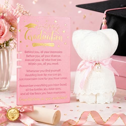 Graduation Gifts for Women Her 2026, Graduation Gift Box Set, College High School Graduation Present College Master Doctor Include 16OZ Glass Cup & Notebook & Bracelet (Pink) - Image 3