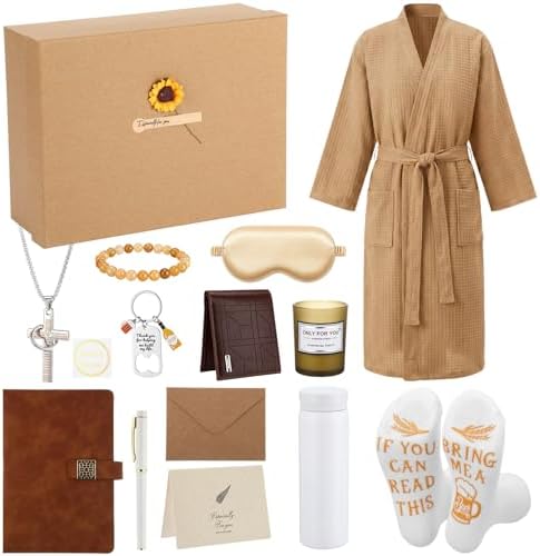 13 Pcs Birthday Gifts Baskets for Men Gifts Set for Christmas, Khaki by Afarnook