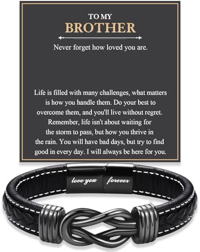 Love You Forever Infinity Leather Bracelet Gifts for Men Him Teen Boys by FIEEFX