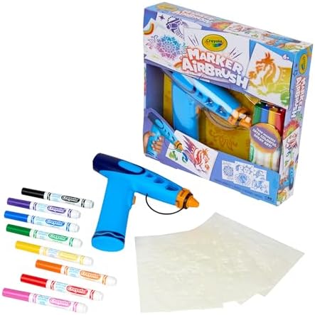 Crayola Marker Airbrush Spray Art Kit, 8 Washable Markers, 5 Stencils - Image 2