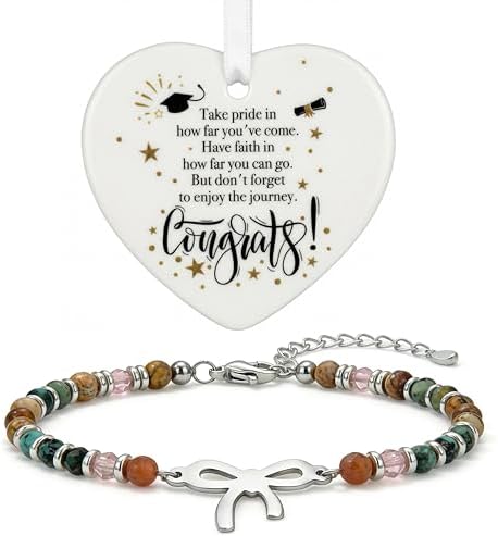 LINGYUAN Graduation Bracelet for Her 2026, Beaded Jewelry Gift with Inspirational Message Card, Adjustable Keepsake for High School or College Graduate by LINGYUAN%E9%9D%88%E6%84%BF