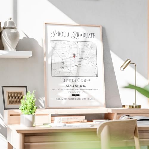 Customized College Map Graduation Gift, Personalized Grads Gifts For Her, High School, College, University Map Print For Son, Custom Grad Gift For Him Design 1 - Image 2