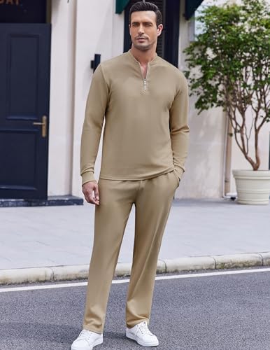 COOFANDY Men's 2 Piece Tracksuit Set Polo Athletic Sweatsuit Quarter Zip Jogging Long Sleeve Casual Sports Outfits - Image 3
