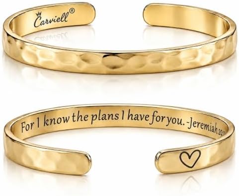 Carviell Bracelets for Women – 100+ Meaningful Engraved Messages – Solid 316L Surgical Stainless Steel Cuff Bracelet – Gift Ready by Carviell