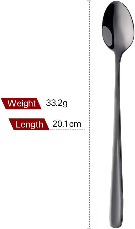 Buyer Star Long Handle Iced Tea Spoons Set of 6, 8 inch 18/10 Coffee Spoon Sets for Mixing, Cocktail Stirring, Tea, Coffee, Milkshake, Cold Drink
