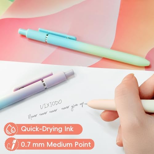 UIXJODO Gel Pens, 10 Pcs Black Ink Pens for Women, 0.7mm Medium Point Smooth Writing Pens with Silicone Grip, High-End Series Metal Clip Retractable Pens for Journaling Note Taking (10 Pcs Pastel) - Image 3
