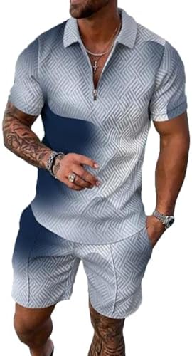 BIRW Men‘s Track Suits 2 Piece Summer Short Sets Outfits Fashion Polo Shirt Casual Short Sleeve and Shorts set by BIRW