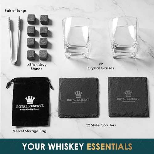 Whiskey Stones Gift Set for Men & Dad, Bourbon Glasses & Chilling Rocks - Image 3