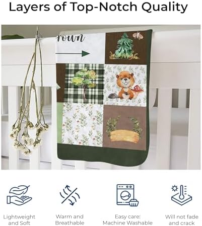 MDPrints Custom Baby Blankets for Boys, Customized Baby Boy Gifts with Name, Personalized Baby Blankets, Soft Plush Fleece (Woodland 233) - Image 4