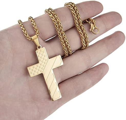 DuoDiner 18+2" Cross Necklace for Men Boys Christian Confirmation Gifts - Image 3