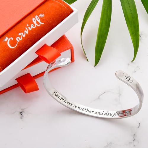 Carviell Bracelets for Women – 100+ Meaningful Engraved Messages – Solid 316L Surgical Stainless Steel Cuff Bracelet – Gift Ready - Image 3