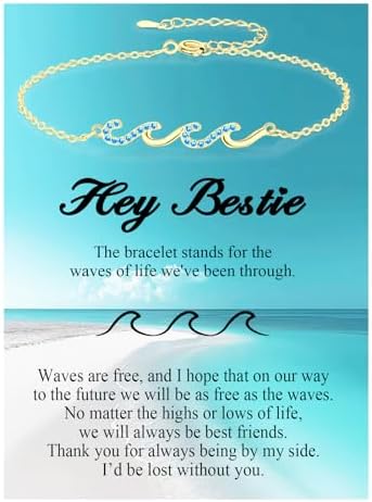 Wave Bracelet Gifts for Women, Silver Gold Waves of Life Bracelet Christmas Birthday Gift for Friend Daughter Mom Granddaughter Niece Bestie BFF Sister by Unknown