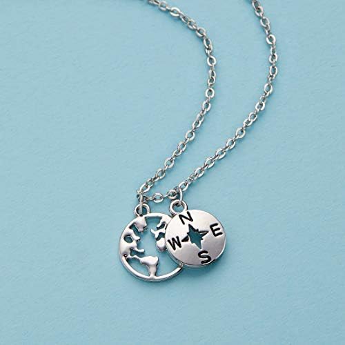 Zealmer Dainty 18K Gold Plated Compass World Map Pendant Necklace Graduation Gift for Friends - Image 6