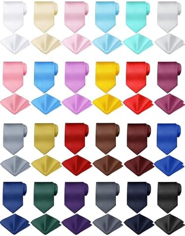 Zhanmai 48 Pcs Mens Ties and Pocket Square Set Satin by Zhanmai
