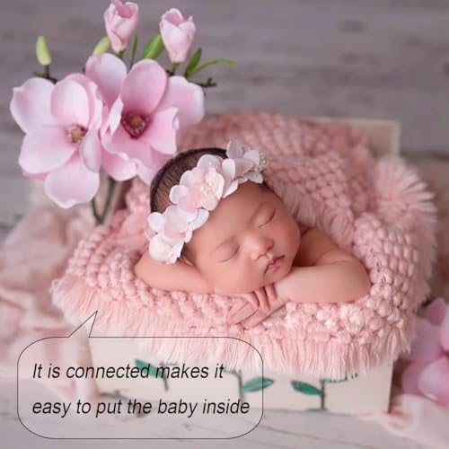 Zeroest Newborn Baby Photography Props Basket Filler Blanket (Pink) - Image 7