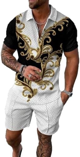 BIRW Men‘s Track Suits 2 Piece Summer Short Sets Outfits Fashion Polo Shirt Casual Short Sleeve and Shorts set by BIRW