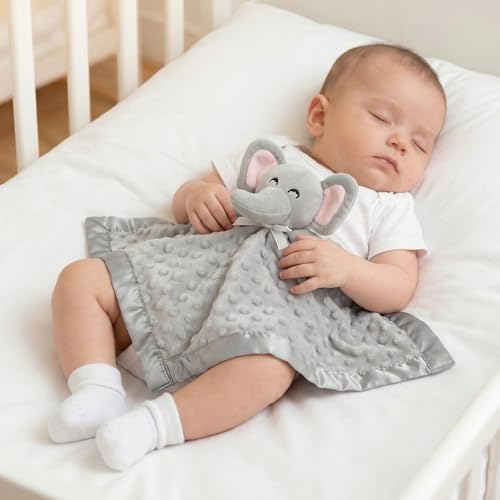 Pro Goleem Elephant Security Blanket, Soft Lovey Unisex Lovie Baby Gifts for Boys and Girls Snuggle Toy Stuffed Animal Newborn Essentials and Items Grey 16 Inch - Image 5