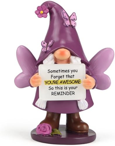 Lavezee Gnome Graduation Gifts for Girls Her, Handmade Purple Gnome Statue with Sometimes You Forget Your Awesome, Encouragement Emotional Gifts for Women by Lavezee
