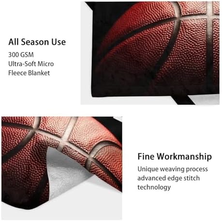 Mercuryelf Custom Basketball Throw Blanket - Soft, Fuzzy & Warm - 40x50 Inches Flannel Blankets for Travel, Office - Black Sports Throws Gift for Boys, Girls - Image 4