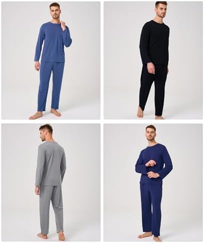 BAMBOO COOL Men's Pajama Set Long Sleeve PJs with Pants & Pockets - Image 2
