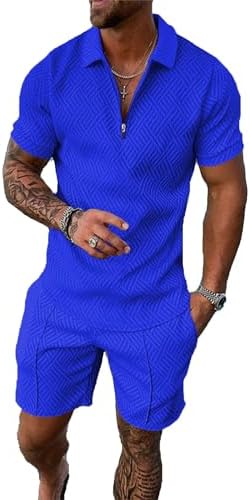 BIRW Men‘s Track Suits 2 Piece Summer Short Sets Outfits Fashion Polo Shirt Casual Short Sleeve and Shorts set by BIRW